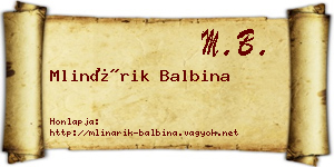 Mlinárik Balbina névjegykártya